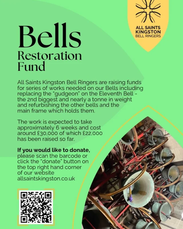 We are running a cake sale after morning service @allsaintschurchkingston for our Bells Restoration Fund this Sunday 6 April, around 10:30-11:30. Do come along to eat cake, give generously and chat to the band about our bells 🧁🔔 If you’d like to support our fundraising, a donation link is on our website or in Stories. Thank you 🙏🏻 #allsaintschurchkingston #kingstonuponthames #bellringing #cakesale #bakesale #kingstonbellringers
