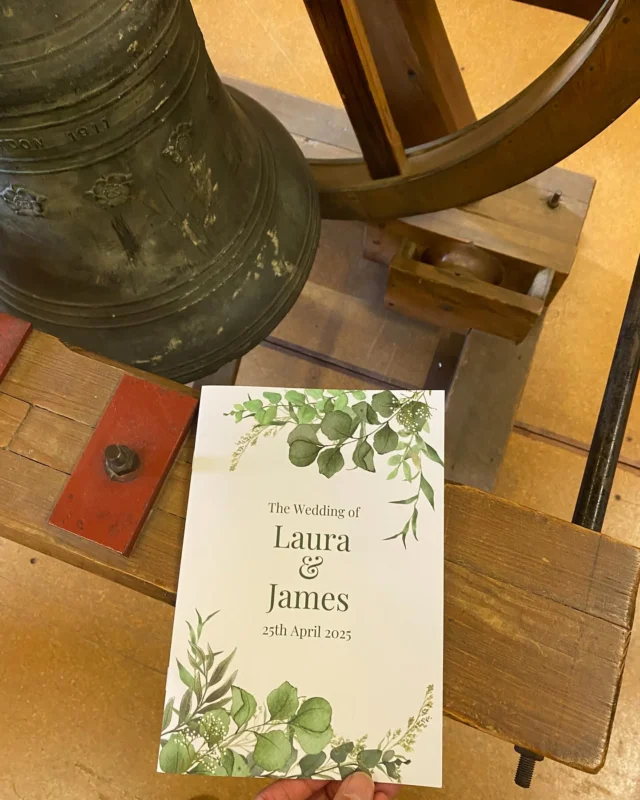Lunchtime wedding ringing 💒🔔Congratulations to the happy couple! We rang a long touch (15 minutes) of call changes which was beautifully struck, with Paul’s magical “stick on railings” in parts 🤩👍🏻 and then finished with a touch of Grandsire Triples. #bellringing #allsaintschurchkingston #kingstonuponthames #kingstonbellringers 📸🎥 @soshanau